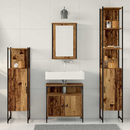Badeværelsesmøbel Sæt 4 Pcs Gammelt Træ 33 X 33 X 185.5 Cm - Billede 4