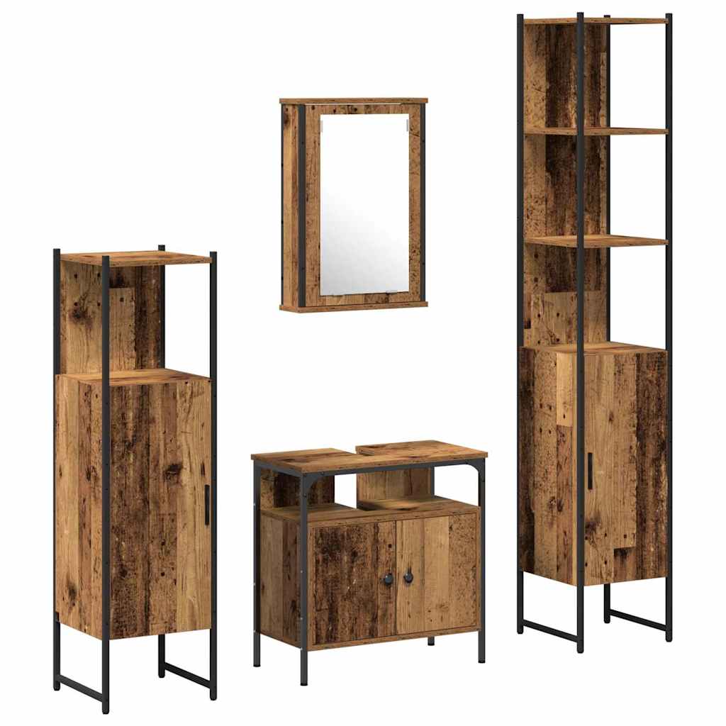 Badeværelsesmøbel Sæt 4 Pcs Gammelt Træ 33 X 33 X 185.5 Cm - Billede 2
