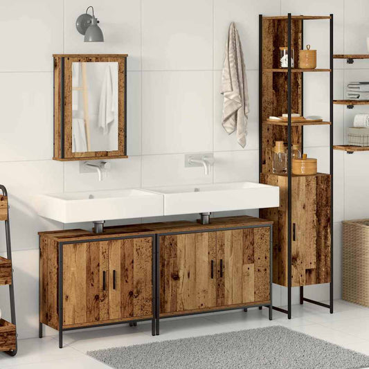 Badeværelsesmøbel Sæt Med Hylde 4 Pcs Brun 33 X 33 X 185.5 Cm - Hovedbillede