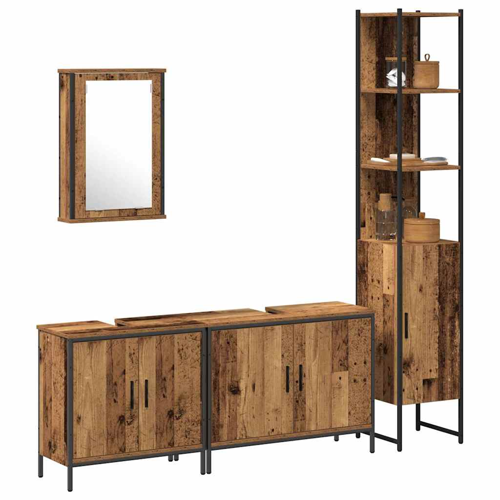 Badeværelsesmøbel Sæt Med Hylde 4 Pcs Brun 33 X 33 X 185.5 Cm - Billede 3