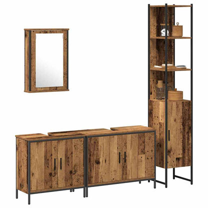 Badeværelsesmøbel Sæt Med Hylde 4 Pcs Brun 33 X 33 X 185.5 Cm - Billede 3