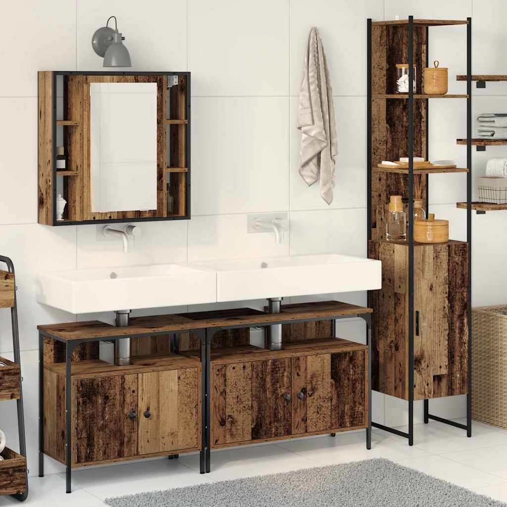 Badeværelsesskabsæt Andet 4 Pcs Gammelt Træ 33 X 33 X 185.5 Cm - Hovedbillede