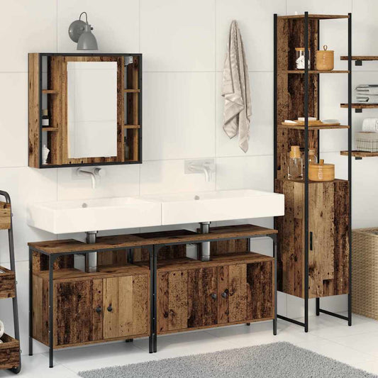 Badeværelsesskabsæt Andet 4 Pcs Gammelt Træ 33 X 33 X 185.5 Cm - Hovedbillede
