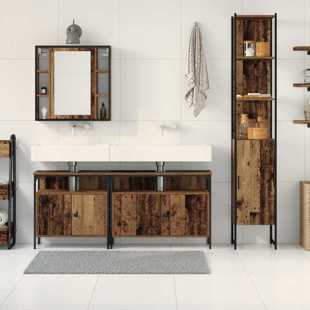 Badeværelsesskabsæt Andet 4 Pcs Gammelt Træ 33 X 33 X 185.5 Cm - Billede 4