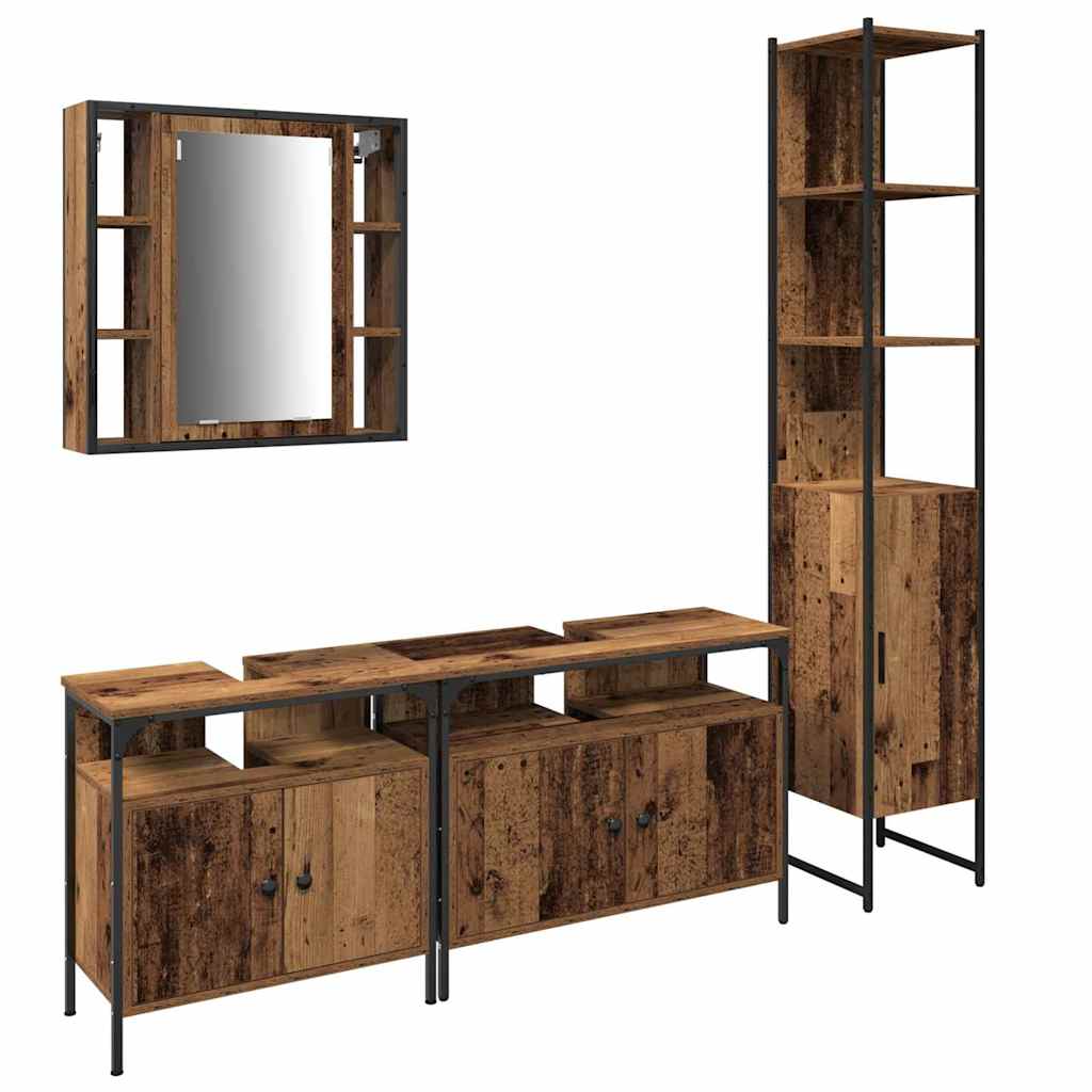 Badeværelsesskabsæt Andet 4 Pcs Gammelt Træ 33 X 33 X 185.5 Cm - Billede 2