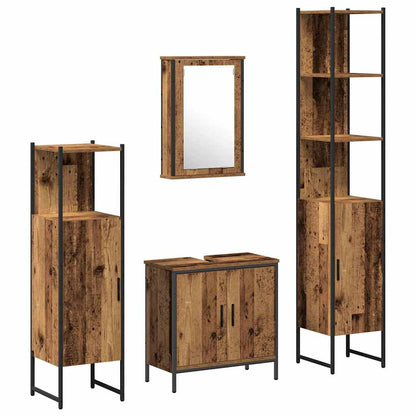 Badeværelsesmøbel Sæt Med Hylde 4 Pcs Brun 33 X 33 X 185.5 Cm - Billede 2