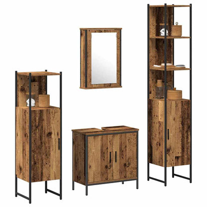 Badeværelsesmøbel Sæt Med Hylde 4 Pcs Brun 33 X 33 X 185.5 Cm - Billede 3