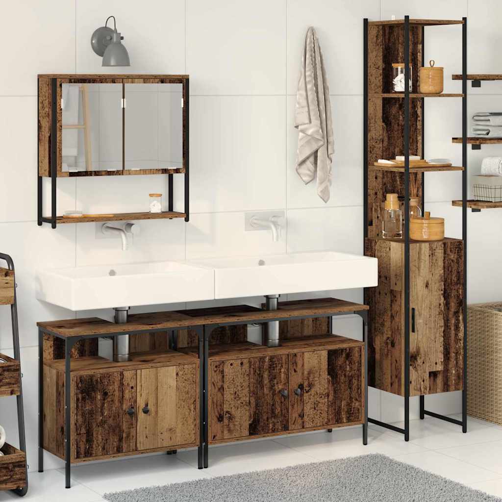 Badeværelsesmøbel Sæt 4 Pcs Gammelt Træ 33 X 33 X 185.5 Cm - Hovedbillede