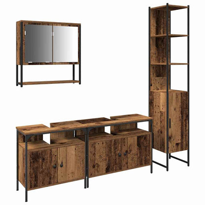 Badeværelsesmøbel Sæt 4 Pcs Gammelt Træ 33 X 33 X 185.5 Cm - Billede 2
