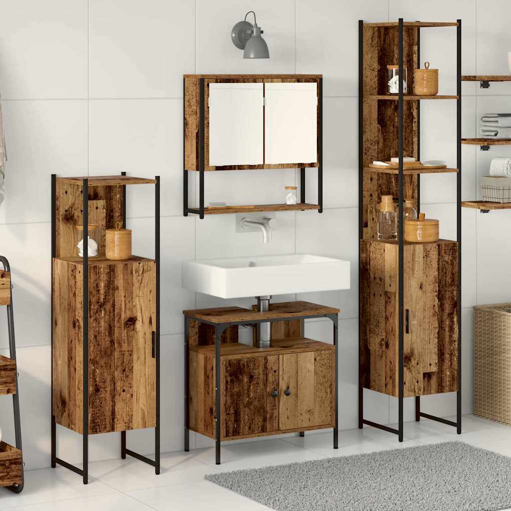 Badeværelsesmøbel Sæt 4 Pcs Gammelt Træ 33 X 33 X 185.5 Cm - Hovedbillede