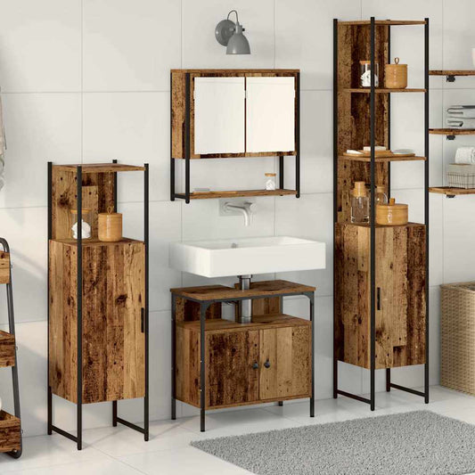 Badeværelsesmøbel Sæt 4 Pcs Gammelt Træ 33 X 33 X 185.5 Cm - Hovedbillede