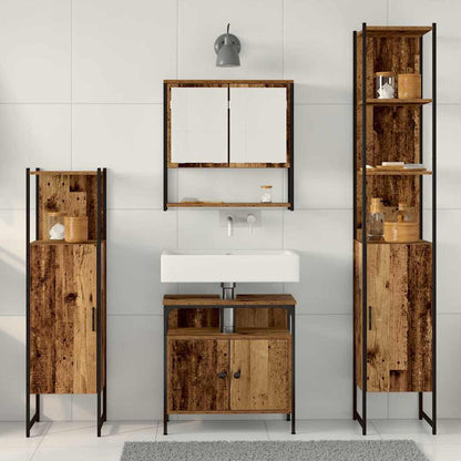 Badeværelsesmøbel Sæt 4 Pcs Gammelt Træ 33 X 33 X 185.5 Cm - Billede 4