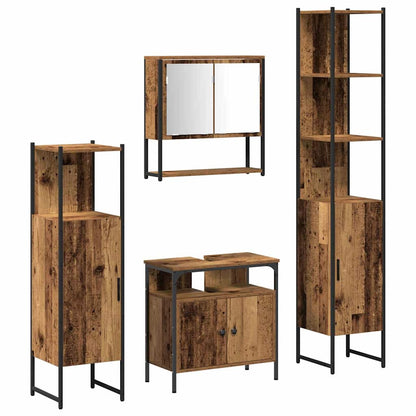 Badeværelsesmøbel Sæt 4 Pcs Gammelt Træ 33 X 33 X 185.5 Cm - Billede 2
