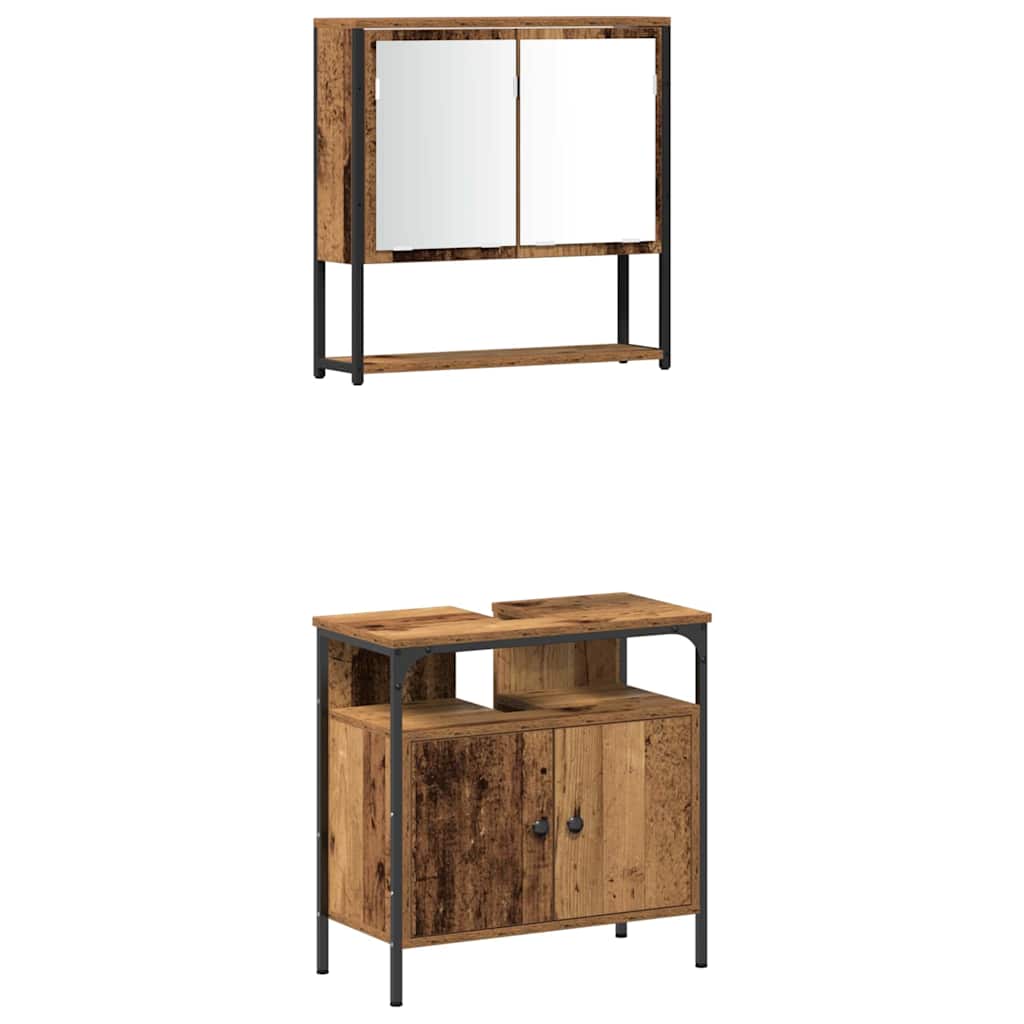 Badeværelsesmøbel Sæt 4 Pcs Gammelt Træ 33 X 33 X 185.5 Cm - Billede 6