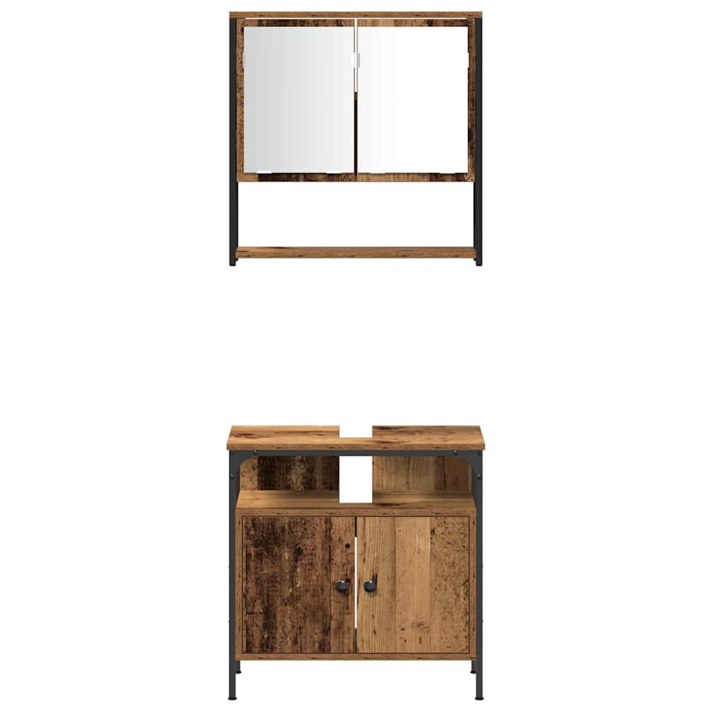 Badeværelsesmøbel Sæt 4 Pcs Gammelt Træ 33 X 33 X 185.5 Cm - Billede 9