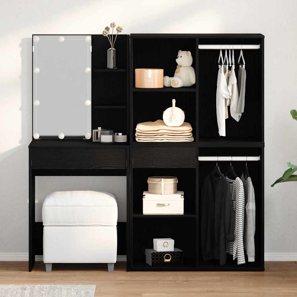 Led Makeup Bord Sort Eg 140 X 40 X 140 Cm Konstrueret Træ - Hovedbillede