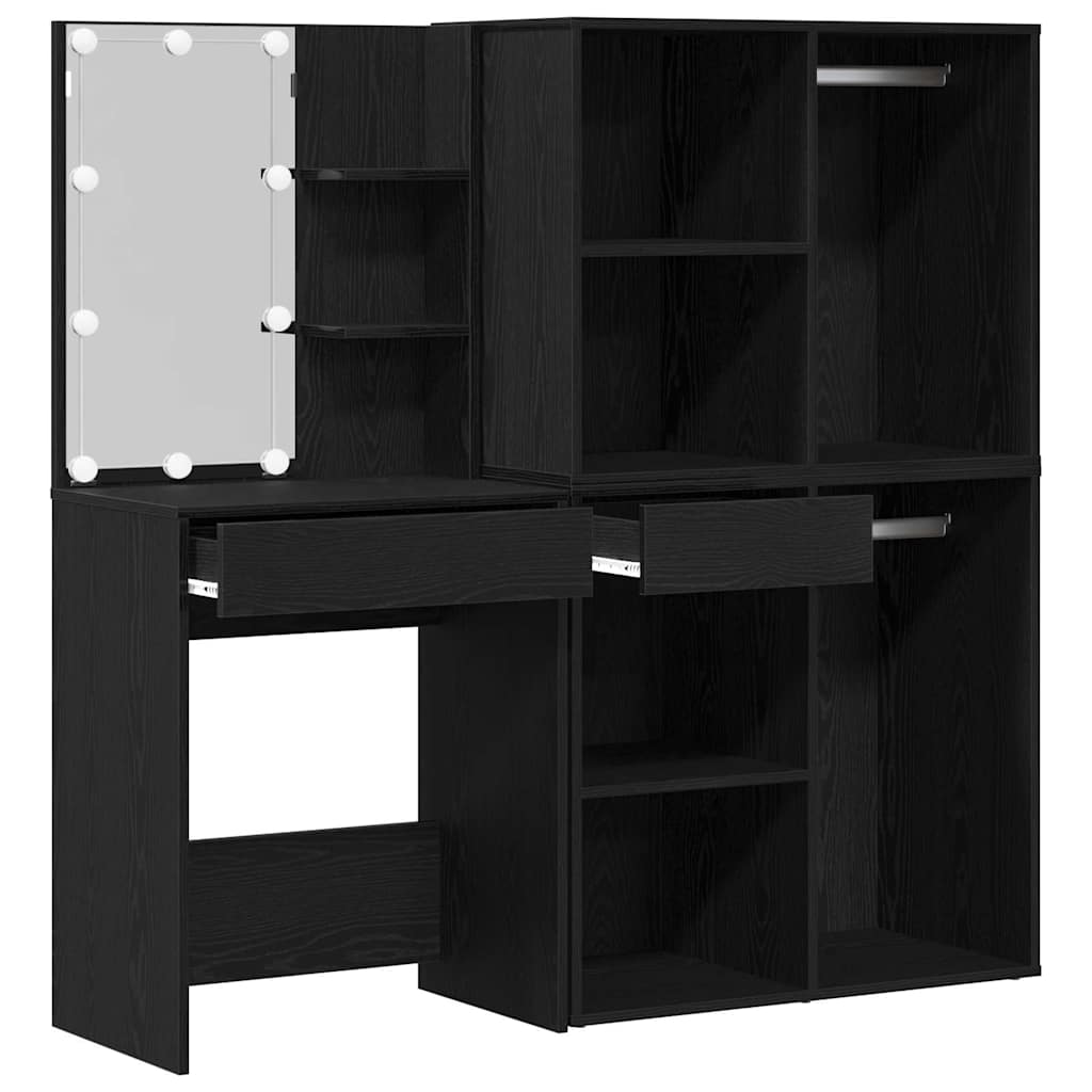 Led Makeup Bord Sort Eg 140 X 40 X 140 Cm Konstrueret Træ - Billede 6