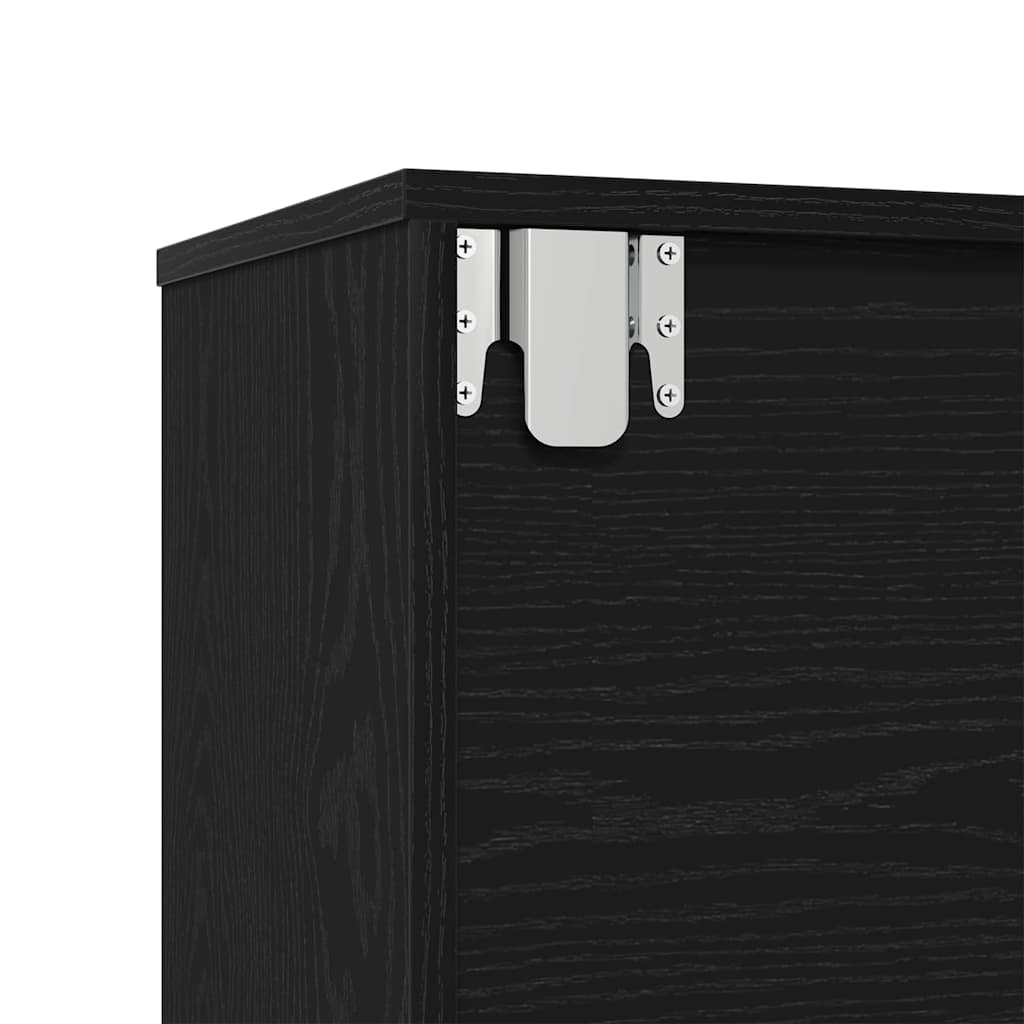 Bogskab 3 Pcs Sort Eg 36 X 30 X 143 Cm Konstrueret Træ - Billede 9