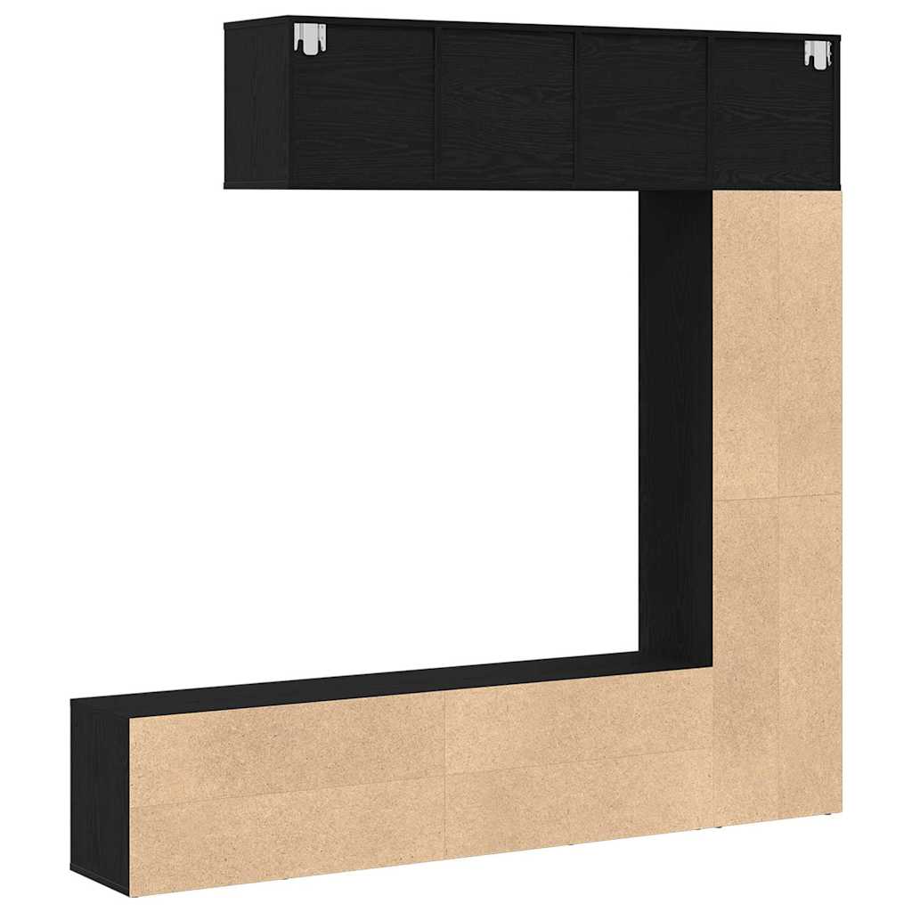 Bogskab 3 Pcs Sort Eg 36 X 30 X 143 Cm Konstrueret Træ - Billede 7