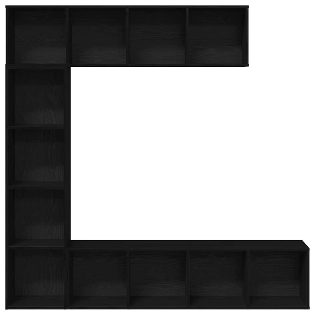 Bogskab 3 Pcs Sort Eg 36 X 30 X 143 Cm Konstrueret Træ - Billede 4