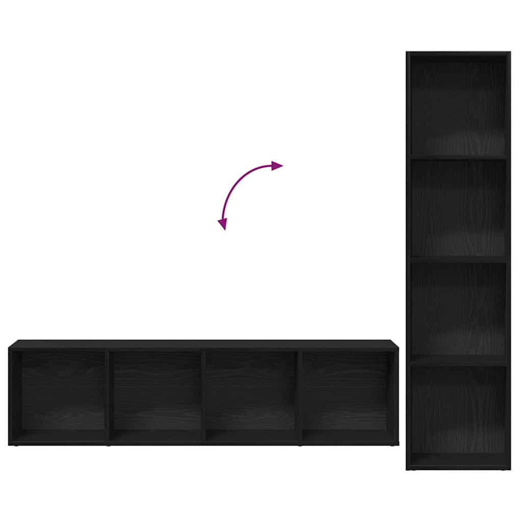 Bogskab 3 Pcs Sort Eg 36 X 30 X 143 Cm Konstrueret Træ - Billede 10