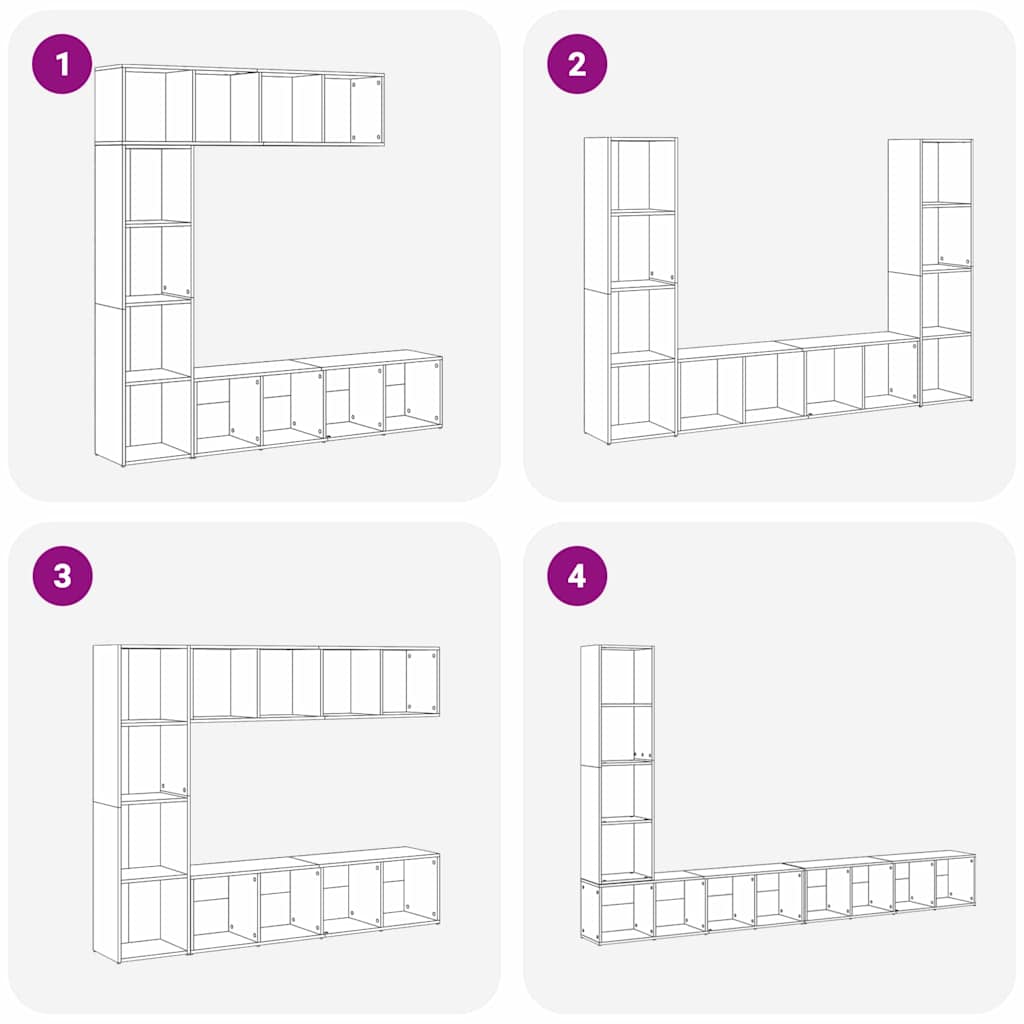 Bogskab 3 Pcs Sort Eg 36 X 30 X 143 Cm Konstrueret Træ - Billede 11
