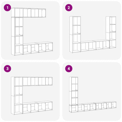 Bogskab 3 Pcs Sort Eg 36 X 30 X 143 Cm Konstrueret Træ - Billede 11