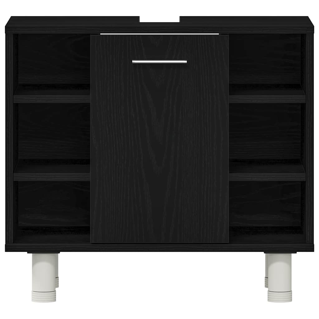 Badeværelsesmøbel Sæt Med Hylde 3 Pcs Sort 30 X 30 X 99,5 Cm - Billede 9