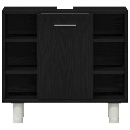 Badeværelsesmøbel Sæt Med Hylde 3 Pcs Sort 30 X 30 X 99,5 Cm - Billede 9