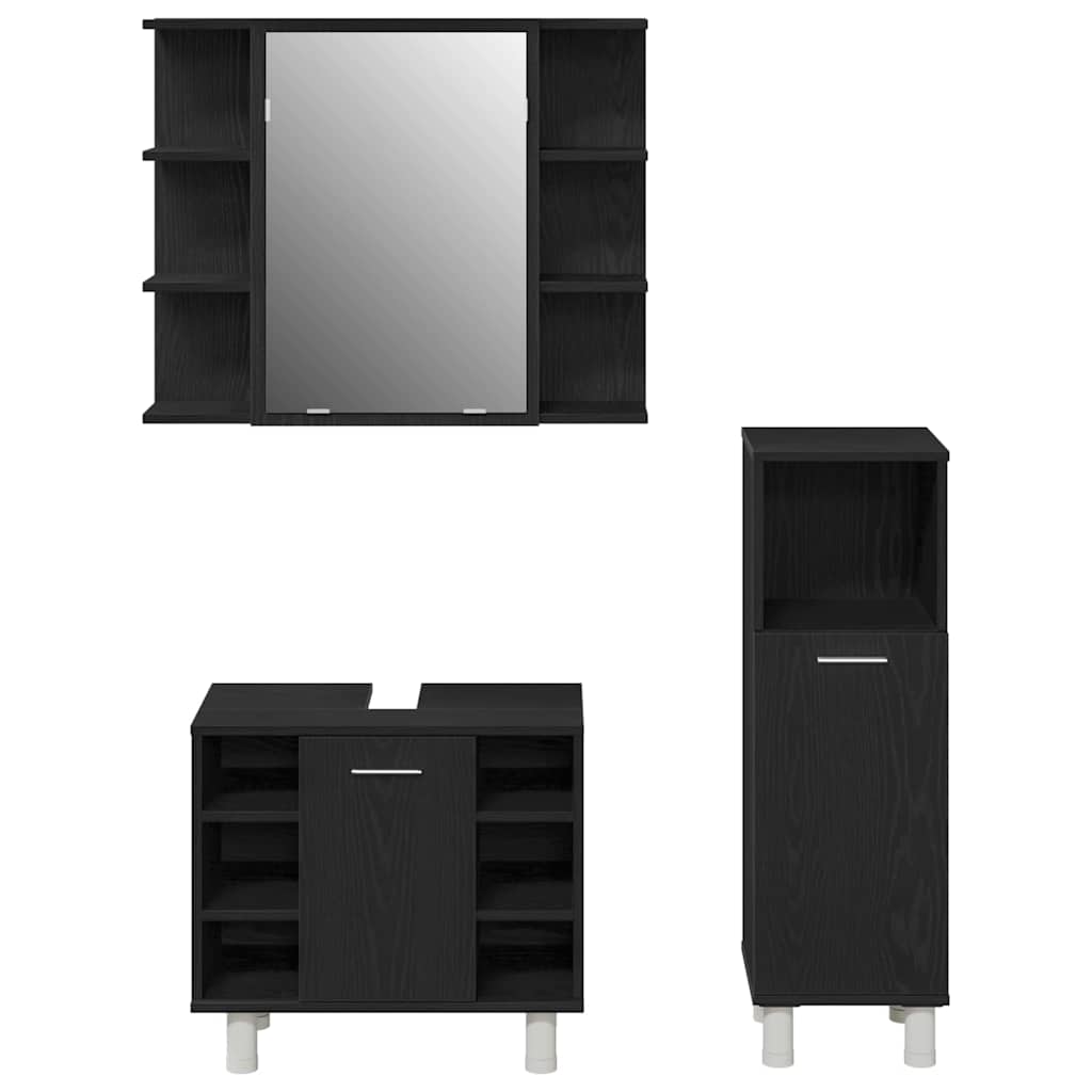 Badeværelsesmøbel Sæt Med Hylde 3 Pcs Sort 30 X 30 X 99,5 Cm - Billede 11