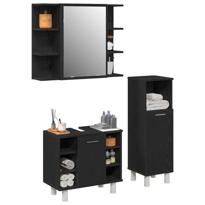 Badeværelsesmøbel Sæt Med Hylde 3 Pcs Sort 30 X 30 X 99,5 Cm - Billede 3