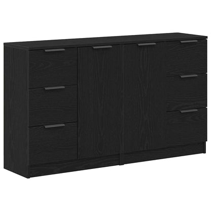 Skænk Med Skuffe Sort Eg 180 X 30 X 70 Cm Konstrueret Træ - Billede 2