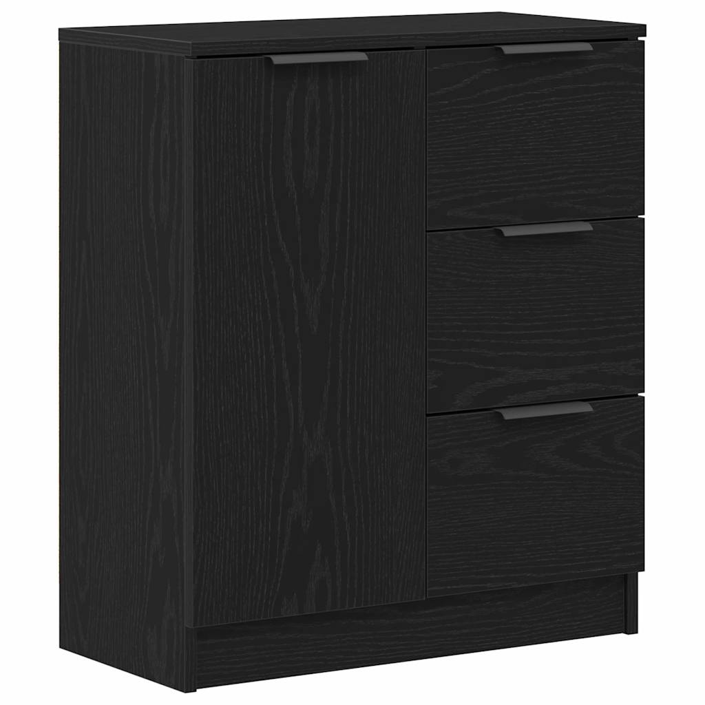 Skænk Med Skuffe Sort Eg 180 X 30 X 70 Cm Konstrueret Træ - Billede 6