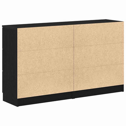 Skænk Med Skuffe Sort Eg 180 X 30 X 70 Cm Konstrueret Træ - Billede 9