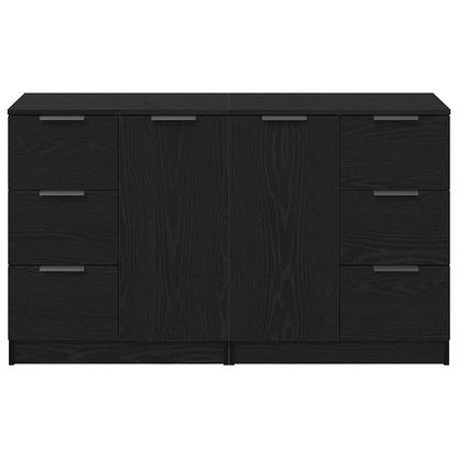 Skænk Med Skuffe Sort Eg 180 X 30 X 70 Cm Konstrueret Træ - Billede 7