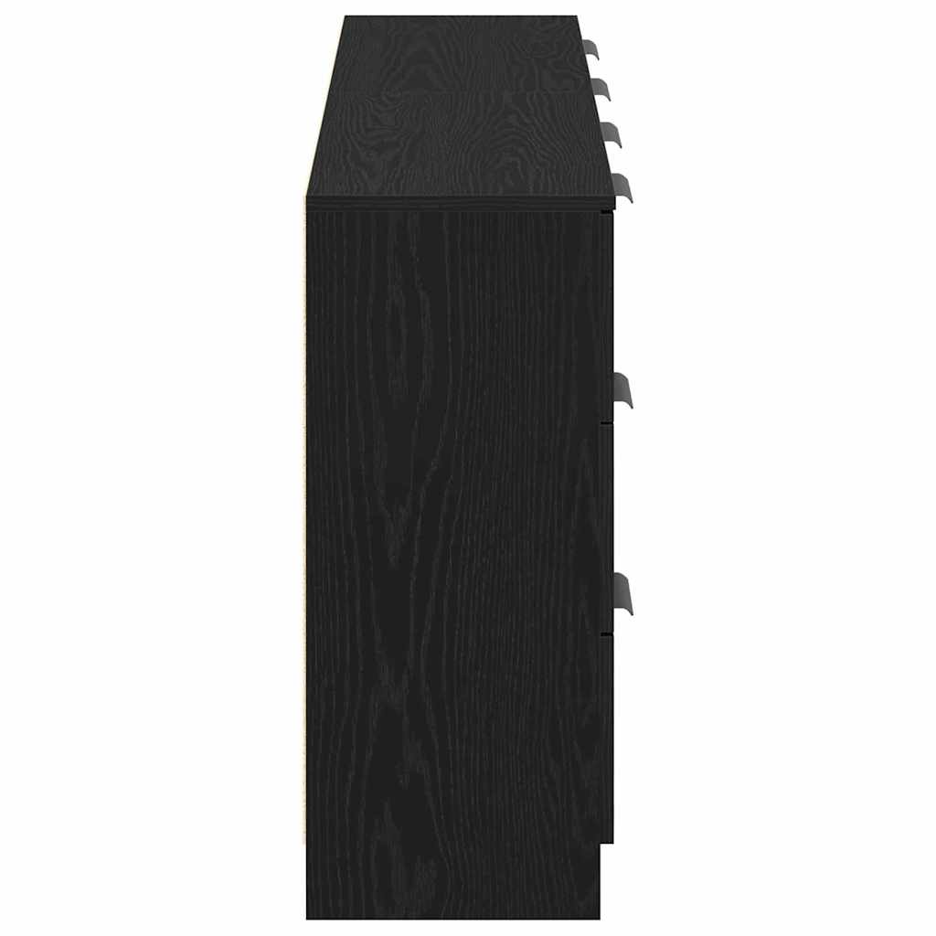 Skænk Med Skuffe Sort Eg 180 X 30 X 70 Cm Konstrueret Træ - Billede 8