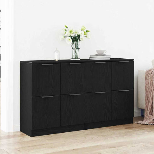 Skænk Sort Eg 180 X 30 X 70 Cm Konstrueret Træ - Hovedbillede