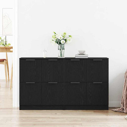Skænk Sort Eg 180 X 30 X 70 Cm Konstrueret Træ - Billede 4