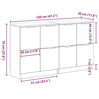 Skænk Sort Eg 180 X 30 X 70 Cm Konstrueret Træ - Billede 13
