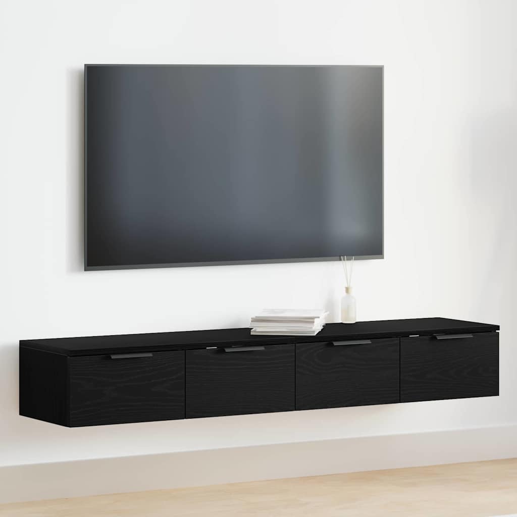 Vægskab 2 Pcs Sort Eg 68 X 30 X 20 Cm Konstrueret Træ - Hovedbillede
