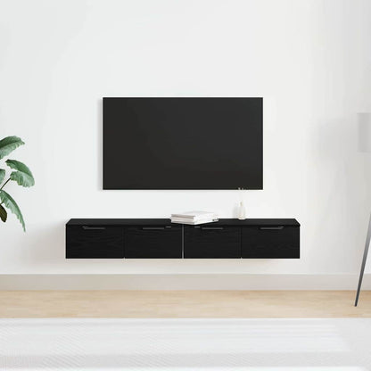 Vægskab 2 Pcs Sort Eg 68 X 30 X 20 Cm Konstrueret Træ - Billede 4