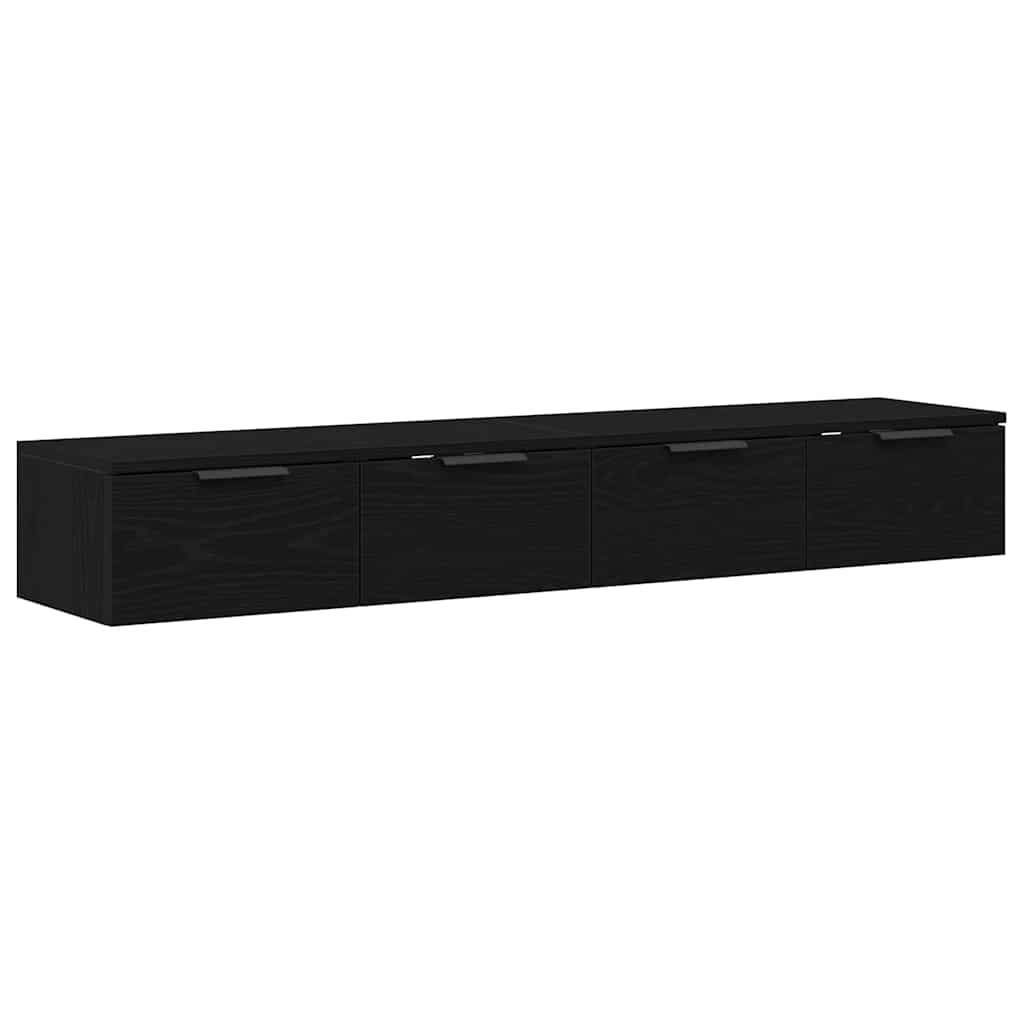 Vægskab 2 Pcs Sort Eg 68 X 30 X 20 Cm Konstrueret Træ - Billede 2