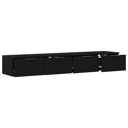 Vægskab 2 Pcs Sort Eg 68 X 30 X 20 Cm Konstrueret Træ - Billede 5