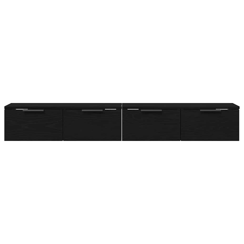 Vægskab 2 Pcs Sort Eg 68 X 30 X 20 Cm Konstrueret Træ - Billede 6