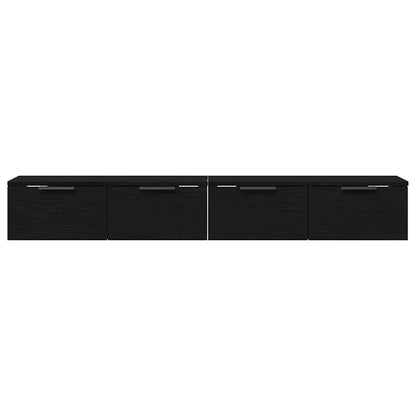 Vægskab 2 Pcs Sort Eg 68 X 30 X 20 Cm Konstrueret Træ - Billede 6