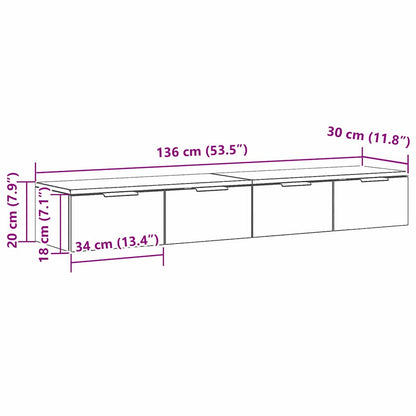 Vægskab 2 Pcs Sort Eg 68 X 30 X 20 Cm Konstrueret Træ - Billede 12