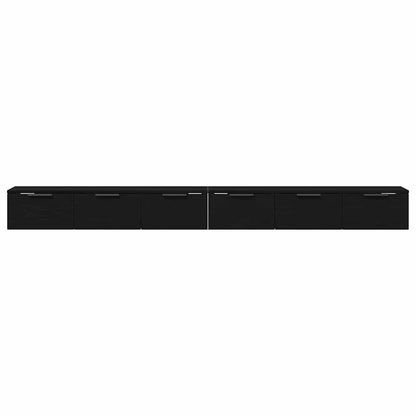Vægskab 2 Pcs Sort Eg 102 X 30 X 20 Cm Konstrueret Træ - Billede 6