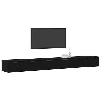 Vægskab 2 Pcs Sort Eg 102 X 30 X 20 Cm Konstrueret Træ - Billede 3