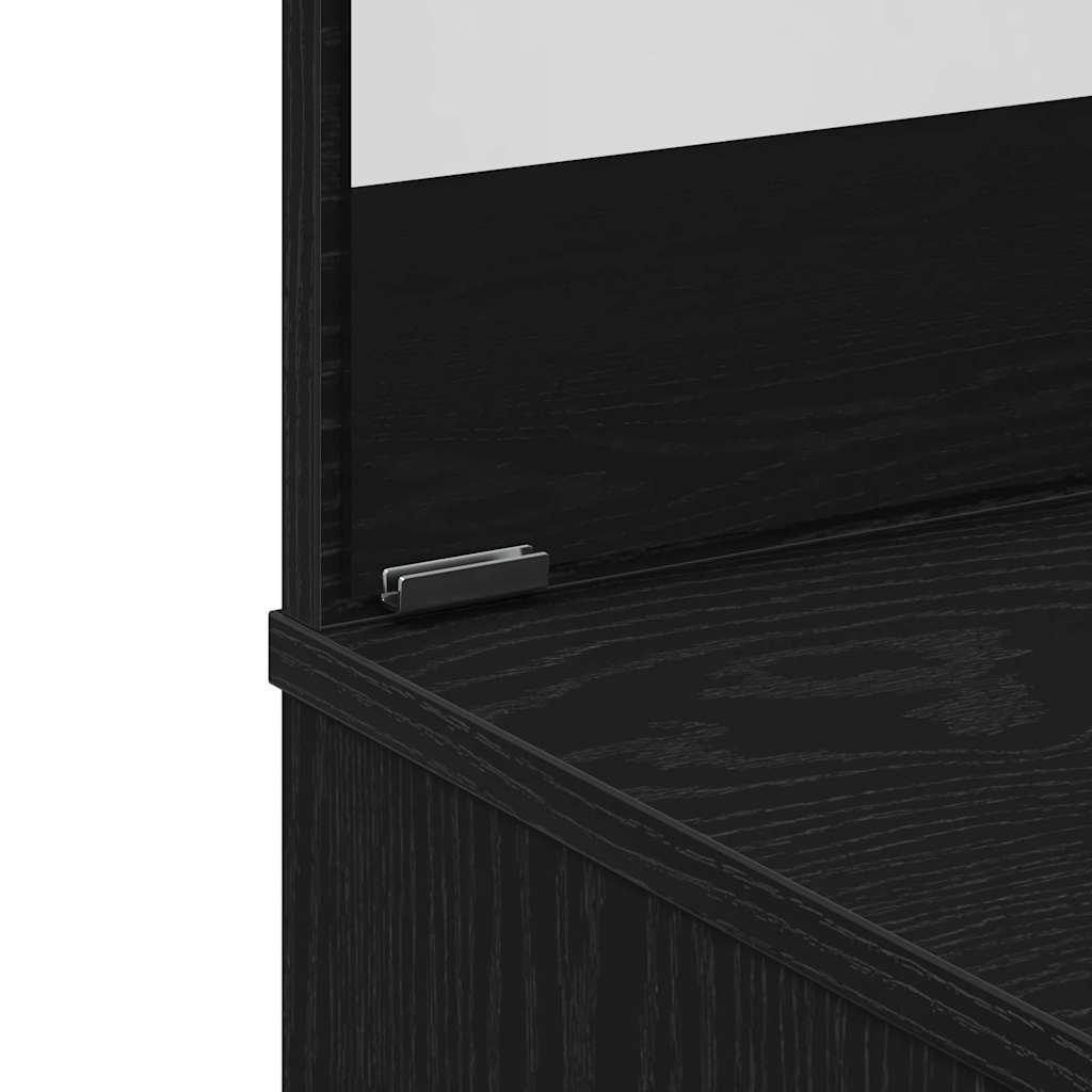 Makeupbord Sæt Sort Eg 86.5 X 35 X 136 Cm Konstrueret Træ - Billede 11