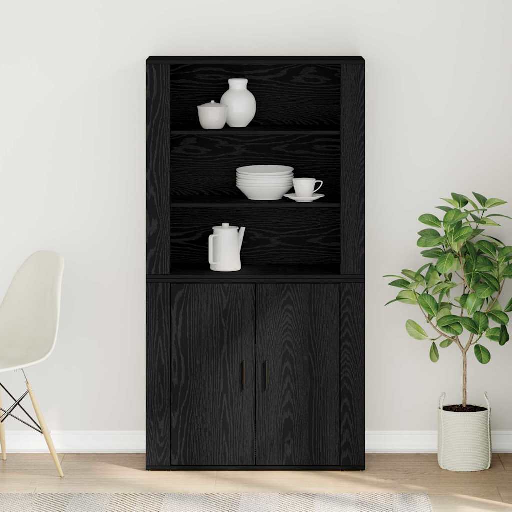Bænk Sort Eg 80 X 33 X 150 Cm Konstrueret Træ - Billede 4